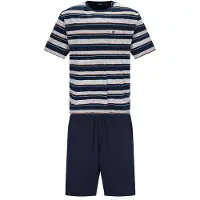 Hajo Pyjama court bleu foncé / gris chiné / vert