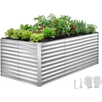 Vevor Potager Surélevé Métal 240x120x86 cm Carré Potager Surélevé Rectangulaire Lit de Jardin pour Extérieur Culture de Légumes et Fleurs