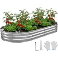 Vevor Potager Surélevé Métal 240x120x30 cm Carré Potager Surélevé Ovale Lit de Jardin pour Extérieur Culture Fruits Légumes Fleurs