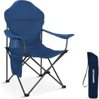TRVLMORE Chaise de camping XXL - pliable - capacité de charge 160KG - sac de transport inclus - chaise pliante - chaise de pêche - chaise de camping - chaise pliante - bleu