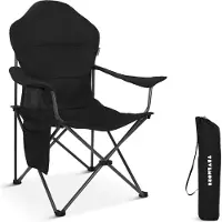 TRVLMORE Chaise de camping XXL - pliable - capacité de charge 160KG - sac de transport inclus - chaise pliante - chaise de pêche - chaise de camping - chaise pliante - noir