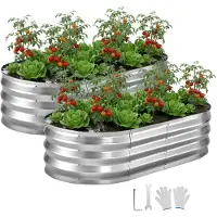 Vevor Potager Surélevé Métal 120x60x30 cm Carré Potager Surélevé Lot de 2 Lit de Jardin Ovale pour Extérieur Culture Fruits Légumes Fleurs