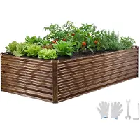 Vevor Potager Surélevé Métal 240x120x62 cm Carré Potager Surélevé Rectangulaire Lit de Jardin pour Culture Légumes Fleurs