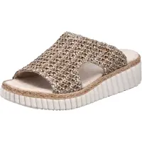 Rieker 6928060 692 - Sandales pour femmes, confortables, modèle pantoufle, couleur beige, pour un usage quotidien