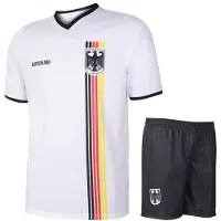 Kingdo Ensemble maillot de football Allemagne (domicile) - Drapeau à rayures - Enfants et adultes - M
