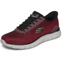 SKECHERS Track Revno 233038-RDB Baskets pour hommes, textile/synthétique, rouge/noir - Chaussures pour hommes Baskets / Chaussures à lacets, rouge
