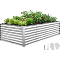 Vevor Potager Surélevé Métal 240x120x62 cm Carré Potager Surélevé Rectangulaire Lit de Jardin pour Extérieur Culture de Légumes et Fleurs