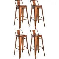 CLP Ensemble de 4 tabourets de bar , style industriel Mason, avec dossier, couleur cuivre