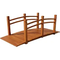 Relaxdays Pont de jardin , avec balustrade, en bois de sapin, pour bassin de jardin, H x l x P : 58 x 171,5 x 75 cm, 200 kg, pont en bois, orange