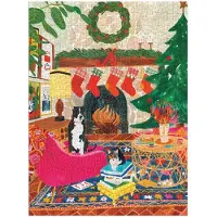 Galison Fireside Friends 1000 Piece Puzzle in Square Box - Fireside Friends 1000 Piece Puzzle in Square Box