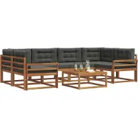 vidaXL Ensemble de canapés d'extérieur avec coussins 7 pièces Nature et Anthracite