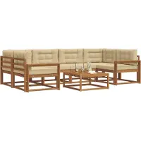 vidaXL Ensemble de canapés d'extérieur avec coussins 7 pièces Nature et Beige
