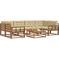 vidaXL Ensemble de canapés d'extérieur avec coussins 7 pièces Nature et Beige