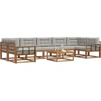 vidaXL Ensemble de canapés d'extérieur avec coussins 8 pièces Naturel et gris clair