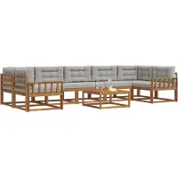 vidaXL Ensemble de canapés d'extérieur avec coussins 8 pièces Naturel et gris clair