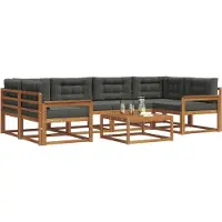 vidaXL Ensemble de canapés d'extérieur avec coussins 7 pièces Nature et Anthracite