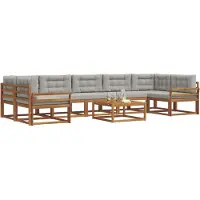 vidaXL Ensemble de canapés d'extérieur avec coussins 8 pièces Naturel et gris clair