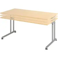 Hjh OFFICE PRO Bureau pied C 160x80cm hêtre/argent