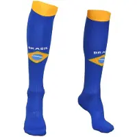 Kingdo Chaussettes de Football Brésil Maison - Enfants et Adultes - 42-46 L