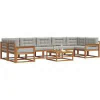 vidaXL Ensemble de canapés d'extérieur avec coussins 8 pièces Naturel et gris clair