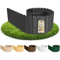 Pemicont Floranica Palissade de jardin bois sans piquets 200 x 40 cm, Anthracite – pin en rouleau, à enterrer ou en habillage