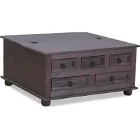 Ebuy24 New Mexico table basse avec 5 tiroirs, 91x91 cm, teinte/cire dans un style colonial.