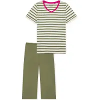 Schiesser Pyjama ' Casual Essentials ' kaki / blanc cassé