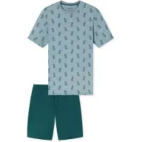 Schiesser Pyjama court bleu clair / émeraude / vert pastel
