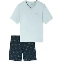 Schiesser Pyjama court ' Comfort Essentials ' bleu marine / bleu clair