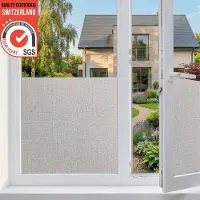 Homewell Film pour fenêtre HR++ 70x300 - Isolation et protection solaire - Anti-vue - Statique - Aspect lin Gris