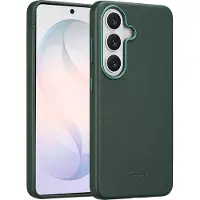 Accezz Coque arrière en cuir avec MagSafe pour Samsung Galaxy S26 - Cedar Green