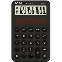 MAUL Calculatrice de poche Solar ECO MD1 noire (Panneau solaire)