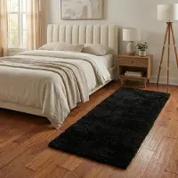 NATURL. Tapis de couloir lavable - Blaze Noir | 80x300 cm | Tapis de couloir | Pile haute