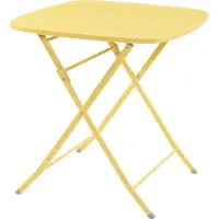 En.casa Table pliante 'Sande' carrée acier 71 x 70 x 70 cm jaune
