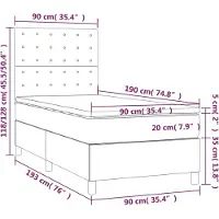 vidaXL Lit boxspring avec matelas, couleur crème, 90 x 190 cm, simili cuir