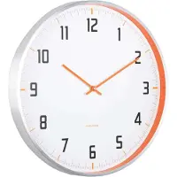 Karlsson Sports, Horloge, murale, ronde, orange, blanche, aluminium, pile