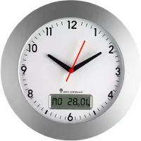TFA-Dostmann TFA - Analoge Funk-Wanduhr mit Datumsanzeige 98.1092 - silber