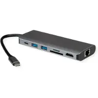 Roline Station d'accueil USB4-C HDMI+ GbE+2xA+ 1xTF/SD+1x C PD 8K30 - Numérique/données - Numérique/affichage/vidéo - réseau (12.02.1123)