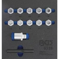 Bgs Garniture pour servante d'atelier 1/6 : Jeu d'outils pour serrures de jantes pour Mercedes-Benz 12 pièces - 9338