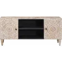 vidaXL Meuble TV blanc 105 x 33,5 x 46 cm en bois massif de manguier