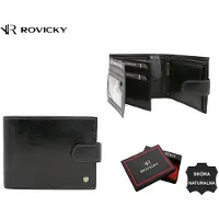 Rovicky Grand portefeuille à fermoir en cuir pour homme -