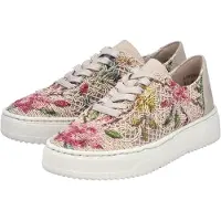 Rieker Baskets basses cappuccino / jaune / vert / magenta