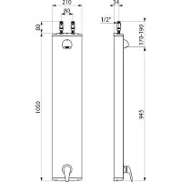 Delabie Douche murale en aluminium, avec système anti-coup de pied (EHM), raccordement supérieur, pommeau de douche 6 l/min