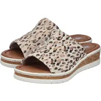 Rieker Sandales compensées V418860 V41 pour femmes, couleur beige, modèle pantoufle, pour un usage quotidien