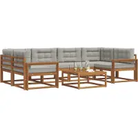 vidaXL Ensemble de canapés d'extérieur avec coussins 7 pièces Naturel et Gris clair