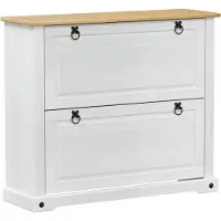 vidaXL Cabinet à chaussures Corona Blanc 99 x 32 x 85 cm Pin massif