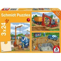 Schmidt Jeux Jeux Puzzle pour enfants Sur le chantier, 3x24 pièces