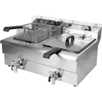 YATO Friteuse Électrique Avec Vanne, Capacité 2 X 12 Litres