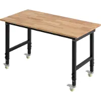 Vevor Établi Atelier sur Roulettes 122x60 cm Établi Garage Hauteur Réglable 725-1075 mm Table de Travail pour Bricolage Garage Atelier Bureau