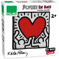 Vilac Puzzle 9 cubes en bois, Keith Haring